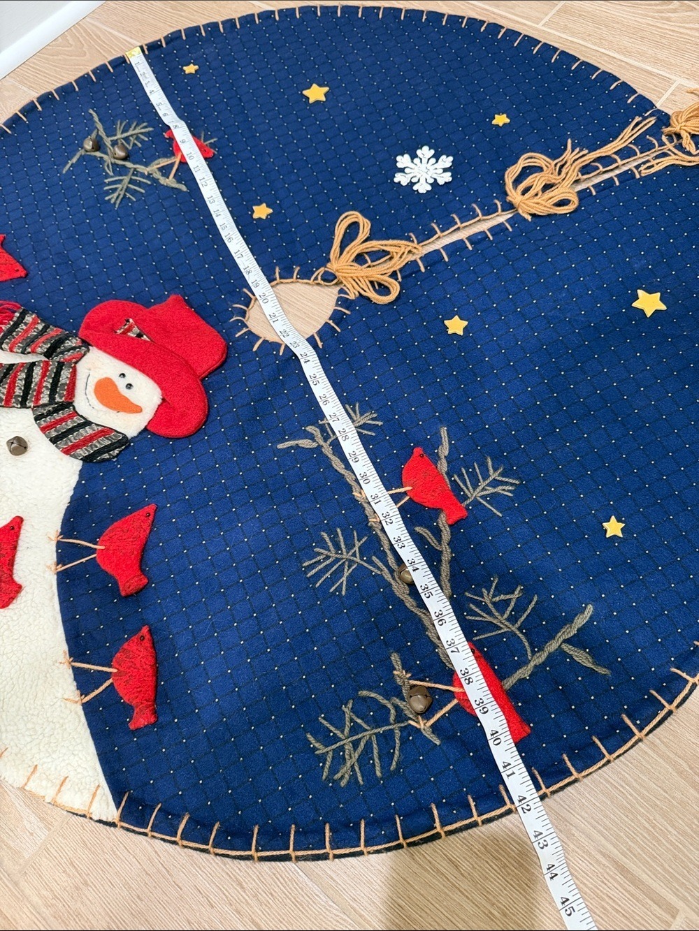 Navy Sky Snowman Tree Skirt 42 Inch - Picture 14 of 16